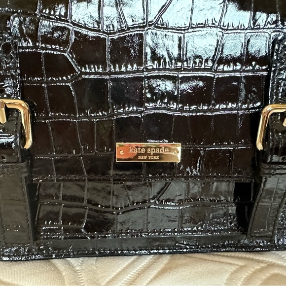 Kate Spade Shoulder Bag - Black Patent Leather Crocodile with buckles - Picture 3 of 16